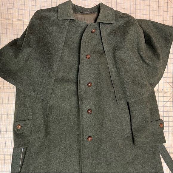 Burberry Vintage Loden Wool Alpaca Coat Austria Cape Back Belted Size 6/36 - Picture 9 of 17